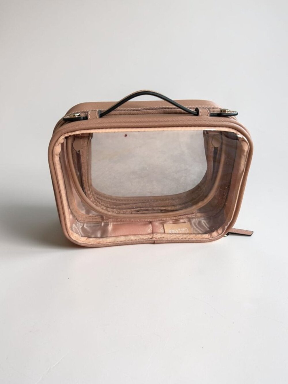 CALPAK Beige Cosmetic Travel Makeup Zip Bag